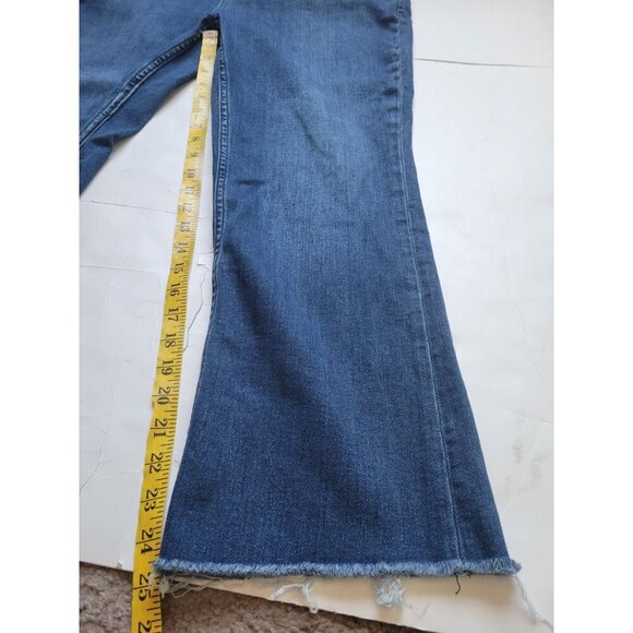 Anthropolgie Pilcro Dark Wash Rew Hem Wide Leg Jeans Size 33T Casual Bohemian - Picture 5 of 9
